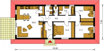 Image miroir | Plan de sol du rez-de-chaussée - BUNGALOW 200